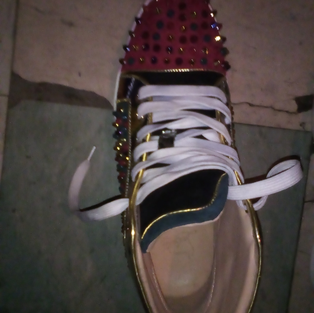 Christian Louboutin High Top Laminato Dino Spikes Yang Louis Muti-color  Size 10 - Picture 14 of 16